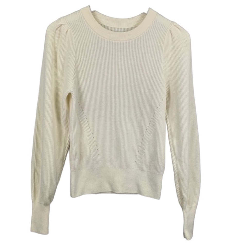 Abercrombie & Fitch Cream Pleated Shoulder Knit Sweater Size Small